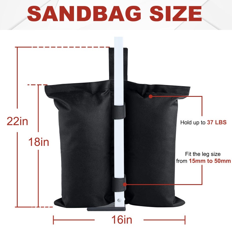 ABCCANOPY Canopy Weights 150 LBS Gazebo Tent Sand Bags,4pcs-Pack (Black) - Image 3